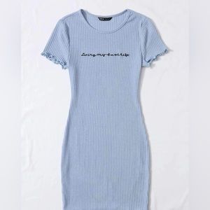 Lettuce edge rib-knit dress